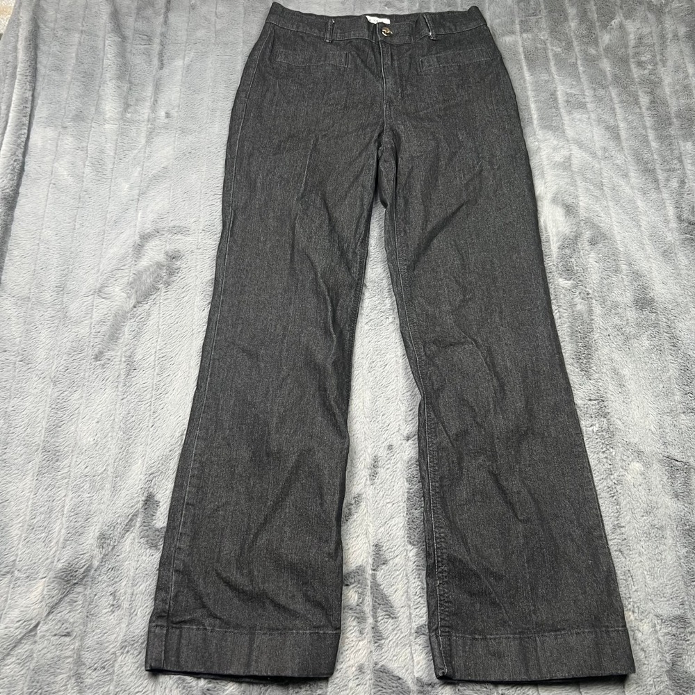Nine West Jeans Womens 4 Dark Gray Flare Leg Stretch Denim Trousers Pants 13986